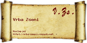 Vrba Zseni névjegykártya